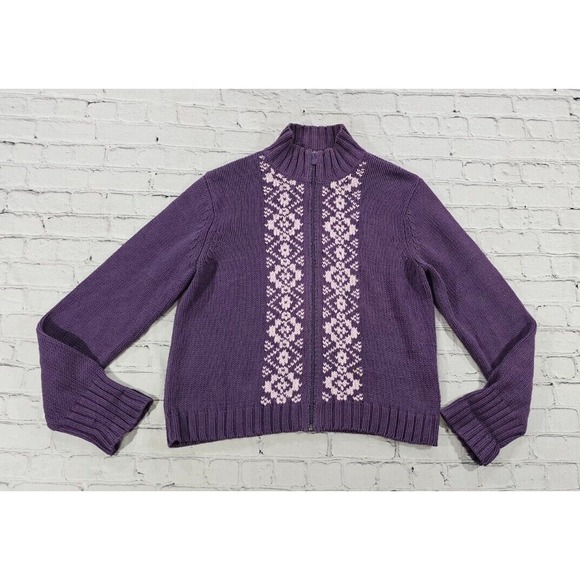 Vintage Calvin Klein Sweater Jacket Full Zip Purple WOMENS SIZE XL - Picture 1 of 6